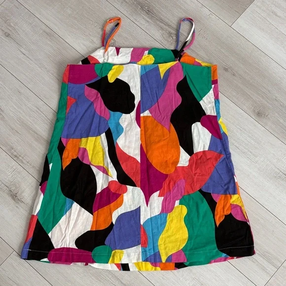 Linen blend Multicolor Print Sundress size L - Picture 4 of 5